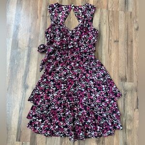 White House Black Market Pink, Black, and Gray Floral Dress